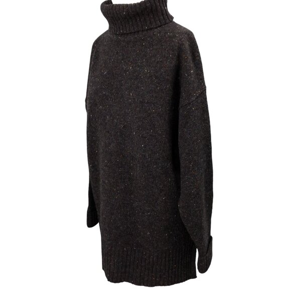 Vintage Express 100% Wool Gray Tweed Tunic Turtleneck Sweater Size M 90s Y2K - Picture 6 of 12